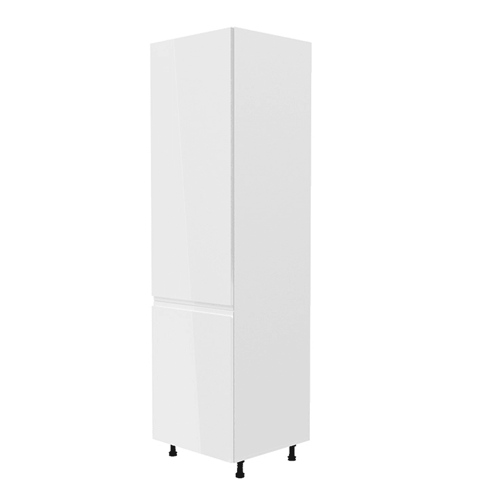 KONDELA Skrinka na chladničku, biela / biela extra vysoký lesk, ľavá, AURORA D60ZL